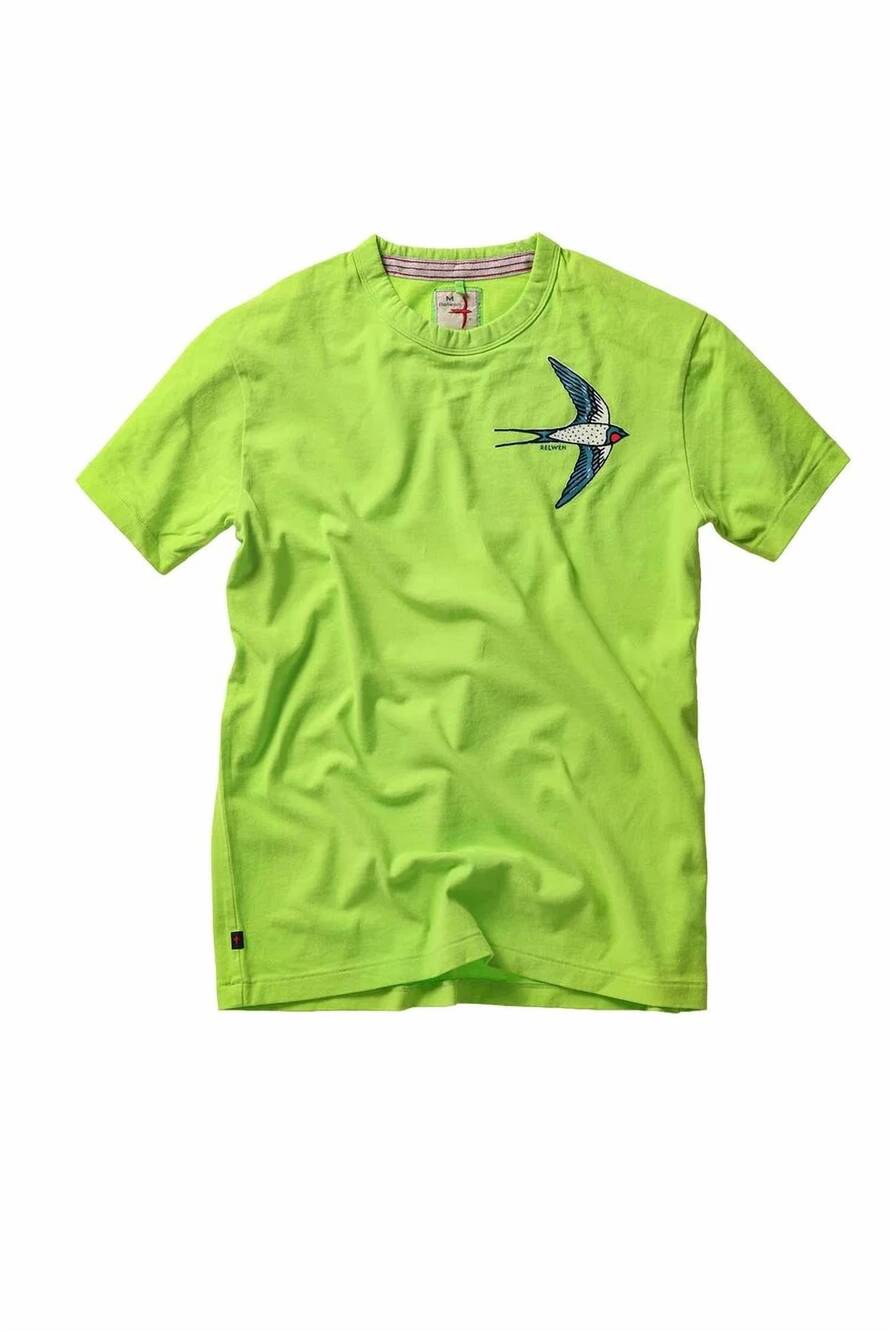 NEW RELWEN men's barn swallow short sleeve tee in lime